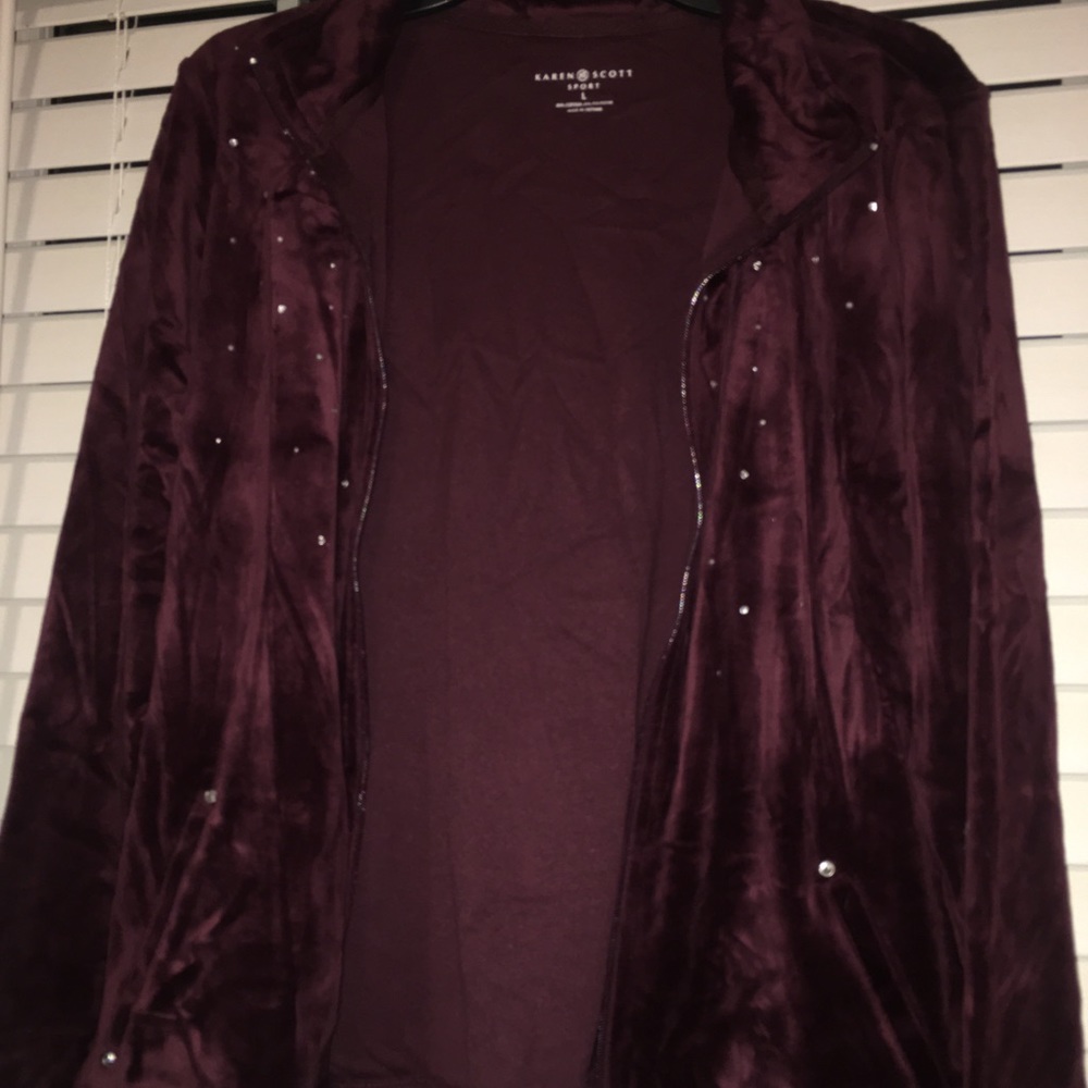 KAREN SCOTT Sport Velour Jacket with Rhinestones